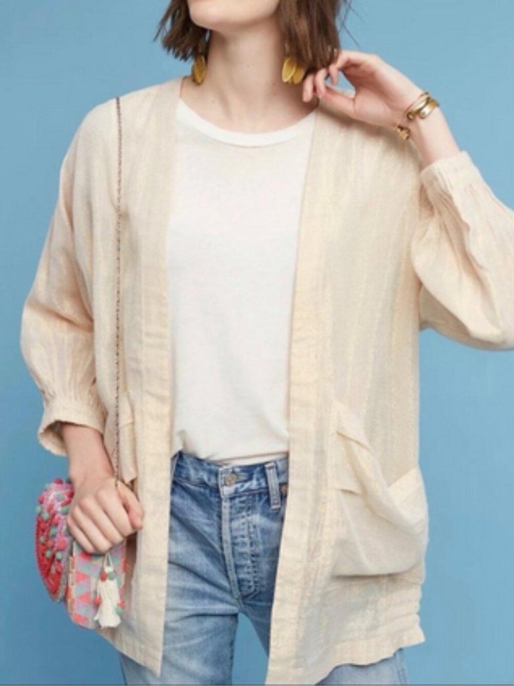 HEI HEI Daybreak Metallic Shimmer cardigan, XS/Small.